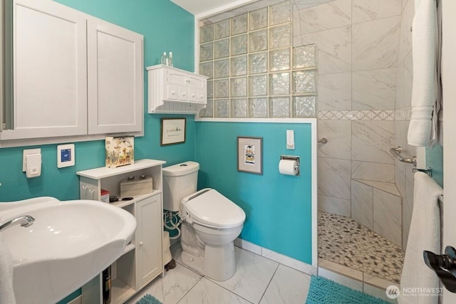 1632 Cattle Point Rd, Friday Harbor, WA 98250 - bathroom with walk in shower and marble look tile flooring