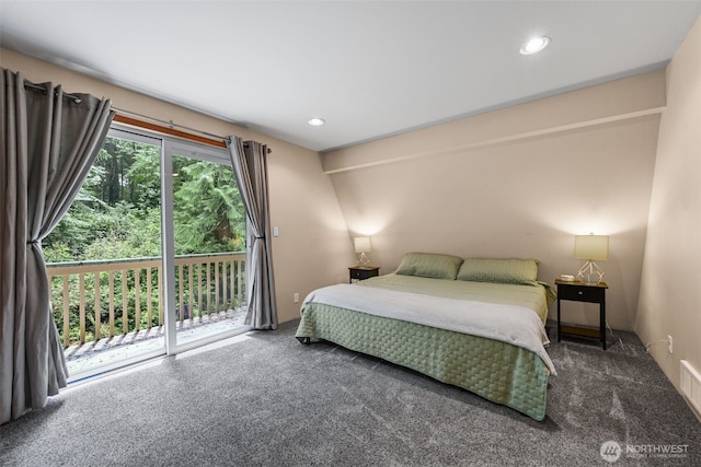 436 E Pointes Dr E, Shelton, WA 98584 - carpeted bedroom featuring access to exterior and recessed lighting