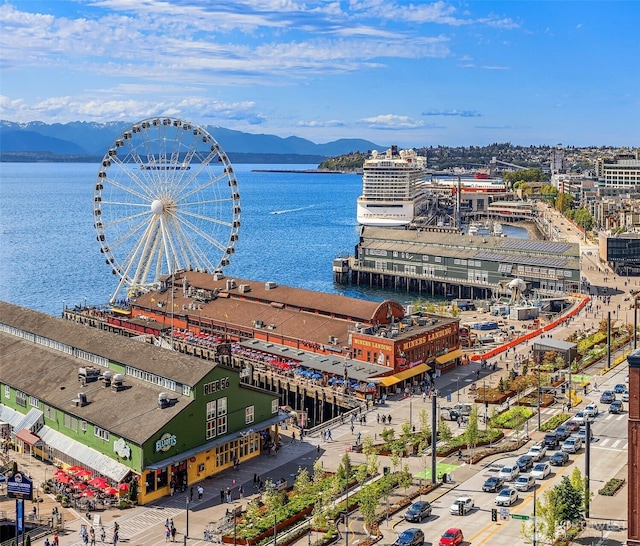1009 Western Ave Unit 1203, Seattle, WA 98104 - aerial view of a water and mountain view