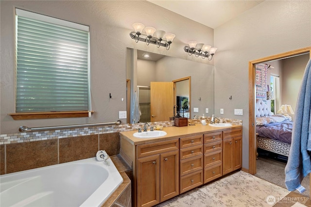 2541 Fancher Heights Blvd, East Wenatchee, WA 98802 - ensuite bathroom featuring a bath, double vanity, and an enclosed shower
