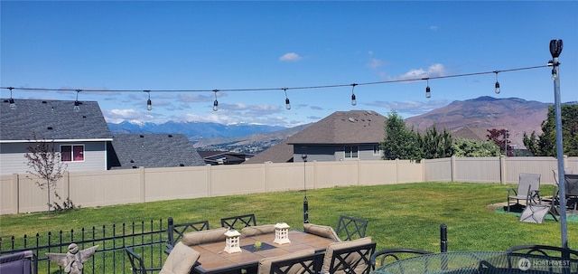 2541 Fancher Heights Blvd, East Wenatchee, WA 98802 - view of yard featuring a mountain view and an outdoor living space