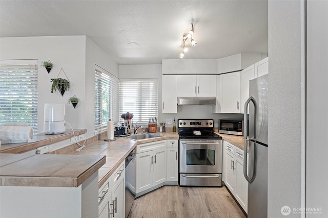 3908 243rd Pl SE Unit Q-203, Bothell, WA 98021 - kitchen featuring appliances with stainless steel finishes, under cabinet range hood, a sink, and white cabinets