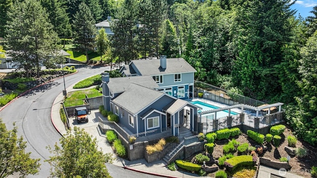 3908 243rd Pl SE Unit Q-203, Bothell, WA 98021 - aerial view of property and surrounding area with a pool area