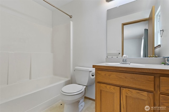 1274 Admirals Dr, Coupeville, WA 98239 - full bathroom with toilet, vanity, shower / washtub combination, and tile patterned flooring