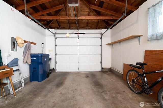 2129 H Ave, Anacortes, WA 98221 - garage with electric panel and wood ceiling