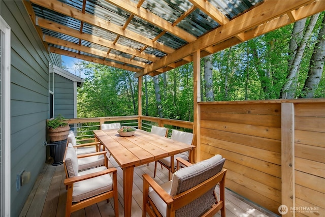 18910 SE 41st Dr, Vancouver, WA 98683 - wooden deck with outdoor dining space and a pergola
