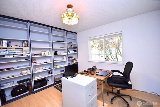 office area with light wood-style flooring