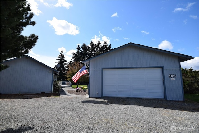 view of detached garage