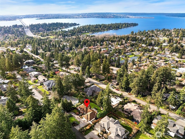 9416 NE 25th St, Clyde Hill, WA 98004 - aerial overview of property's location featuring nearby suburban area and a nearby body of water
