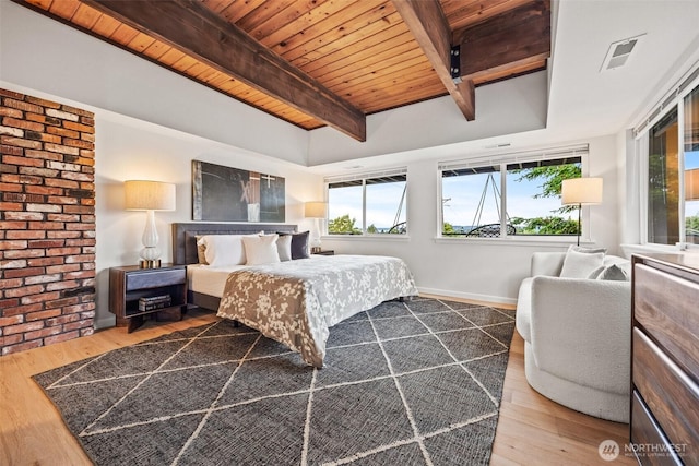 4950 N Lexington St, Tacoma, WA 98407 - bedroom with wood ceiling with exposed beams, wood finished floors, and baseboards