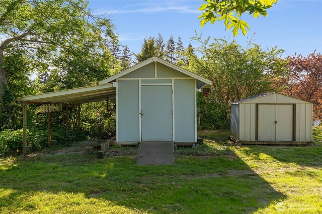 view of shed
