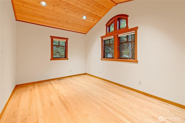 244 Davison Head Dr, Friday Harbor, WA 98250 - spare room with wood finished floors, wooden ceiling, vaulted ceiling, and baseboards