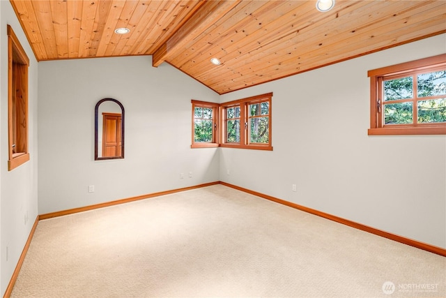 244 Davison Head Dr, Friday Harbor, WA 98250 - carpeted empty room with recessed lighting, baseboards, and wooden ceiling
