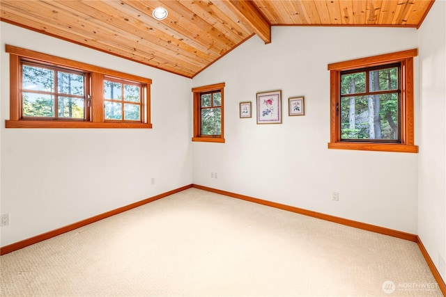 244 Davison Head Dr, Friday Harbor, WA 98250 - carpeted spare room with baseboards and wooden ceiling