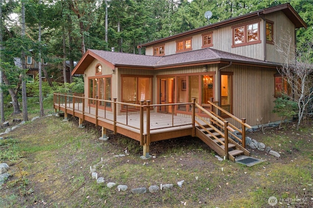 244 Davison Head Dr, Friday Harbor, WA 98250 - rear view of property featuring a wooden deck and roof with shingles