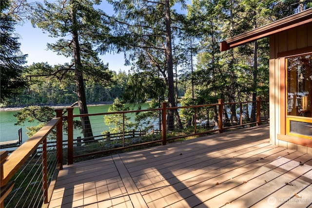 244 Davison Head Dr, Friday Harbor, WA 98250 - wooden terrace featuring view of scattered trees and a water view