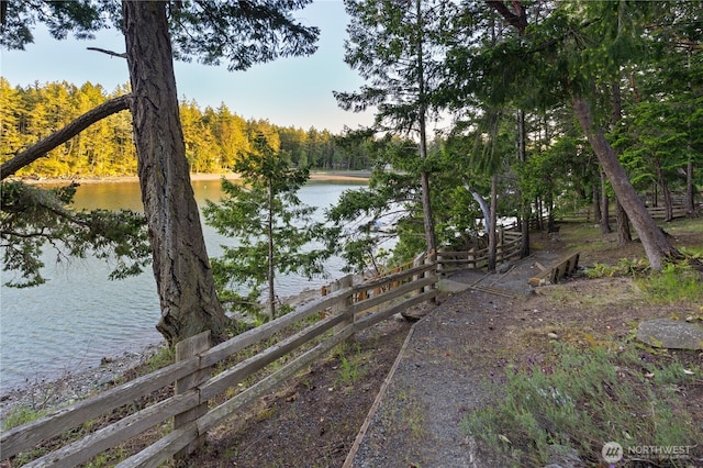 244 Davison Head Dr, Friday Harbor, WA 98250 - water view featuring a forest and fence