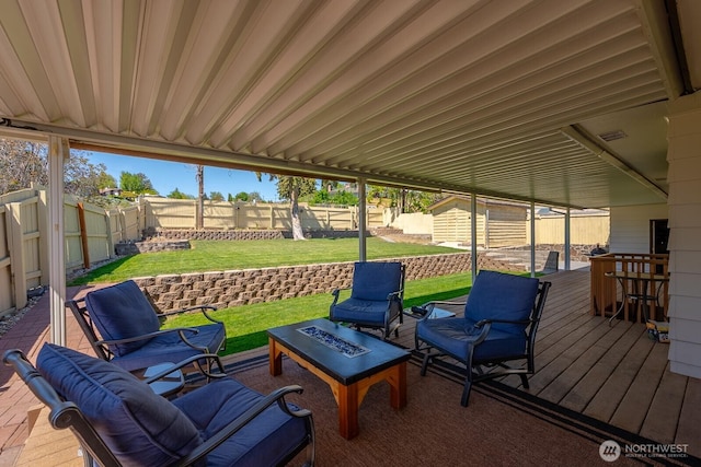 303 Patrick Rd, Ephrata, WA 98823 - view of patio / terrace featuring a wooden deck, an outdoor fire pit, a storage unit, and an outdoor structure