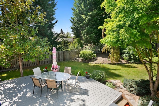 12555 SE 72nd St, Newcastle, WA 98056 - view of patio featuring a wooden deck and outdoor dining area
