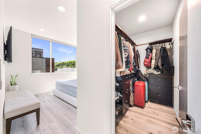 walk in closet featuring wood finished floors