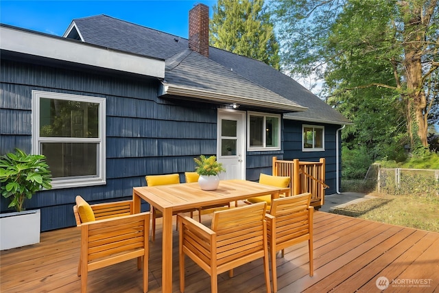 2223 NE 125th St, Seattle, WA 98125 - wooden terrace featuring outdoor dining area and fence