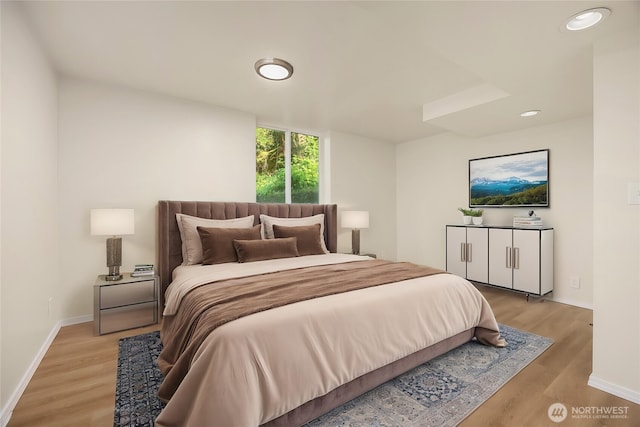 2223 NE 125th St, Seattle, WA 98125 - bedroom featuring light wood-style floors, baseboards, and recessed lighting