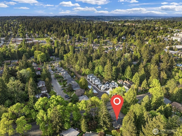 2223 NE 125th St, Seattle, WA 98125 - aerial view of property and surrounding area featuring a heavily wooded area and nearby suburban area