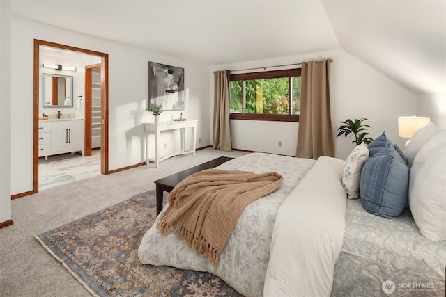 21629 NE 20th Way, Sammamish, WA 98074 - bedroom with carpet floors, baseboards, vaulted ceiling, and ensuite bathroom