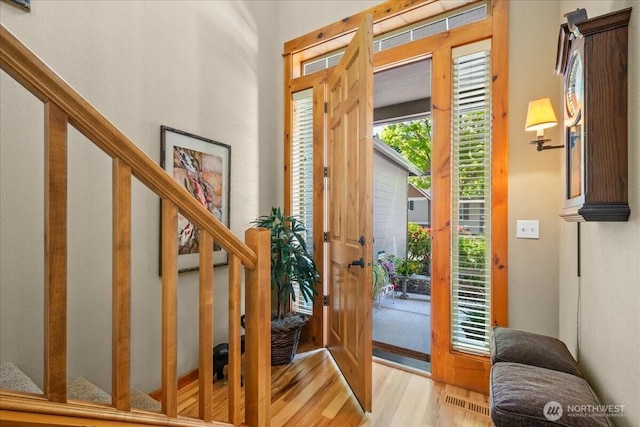 12800 NE Salmon Creek Ave Unit 118, Vancouver, WA 98686 - entryway featuring light wood-type flooring and stairs