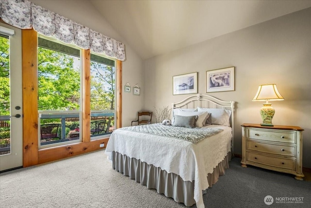 12800 NE Salmon Creek Ave Unit 118, Vancouver, WA 98686 - carpeted bedroom with lofted ceiling, multiple windows, and access to outside