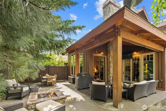 221 Cake Box Ln, Cle Elum, WA 98922 - view of patio / terrace with an outdoor living space with a fire pit and grilling area