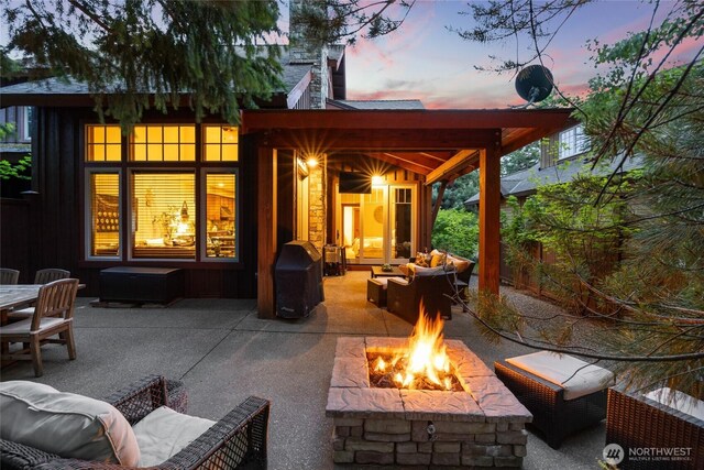 221 Cake Box Ln, Cle Elum, WA 98922 - view of patio / terrace featuring an outdoor living space with a fireplace