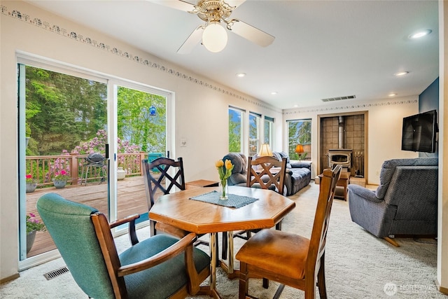 1117 W Racine St, Bellingham, WA 98229 - carpeted dining space with recessed lighting and a ceiling fan