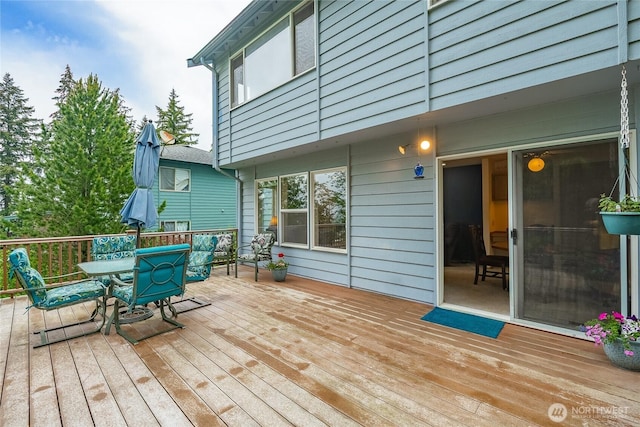 1117 W Racine St, Bellingham, WA 98229 - wooden terrace featuring outdoor dining space