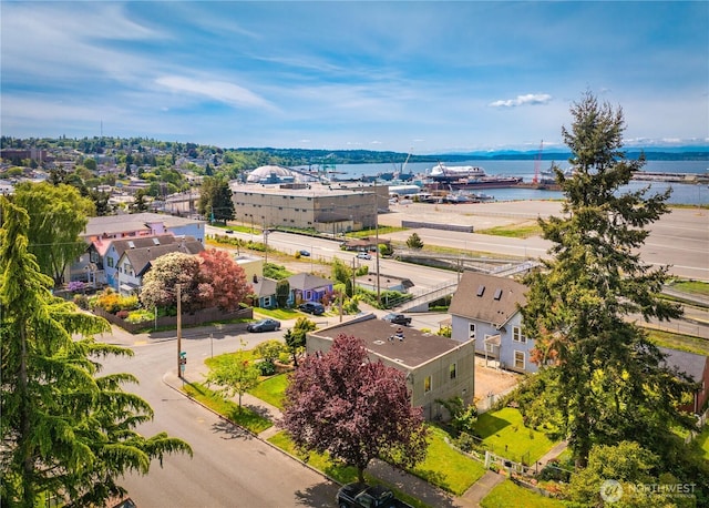 drone / aerial view of a nearby body of water