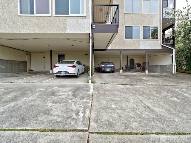 view of covered parking lot