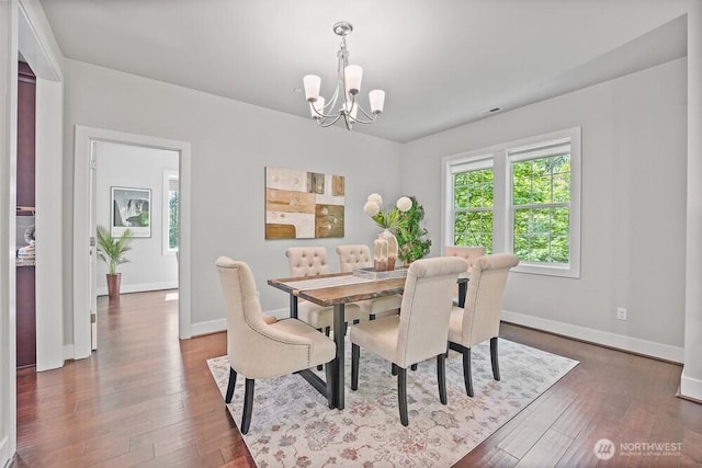 733 222nd Pl NE, Sammamish, WA 98074 - dining space with a chandelier, baseboards, and dark wood-style flooring