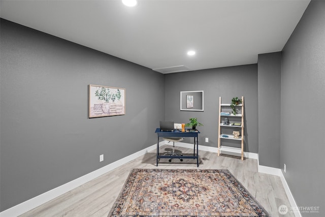 9371 Willamette Meridian Rd NW, Silverdale, WA 98383 - office area featuring light wood finished floors, baseboards, and recessed lighting