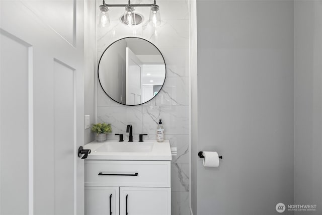 9371 Willamette Meridian Rd NW, Silverdale, WA 98383 - bathroom with vanity and tile walls