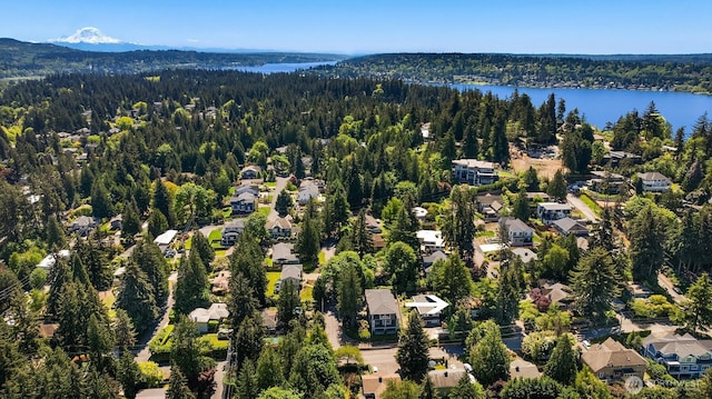 806 101st Ave SE, Bellevue, WA 98004 - aerial perspective of suburban area featuring a forest and a water and mountain view