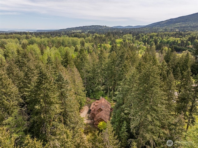 377 Stellar Ridge Ln, Sequim, WA 98382 - drone / aerial view of a heavily wooded area and a mountain backdrop