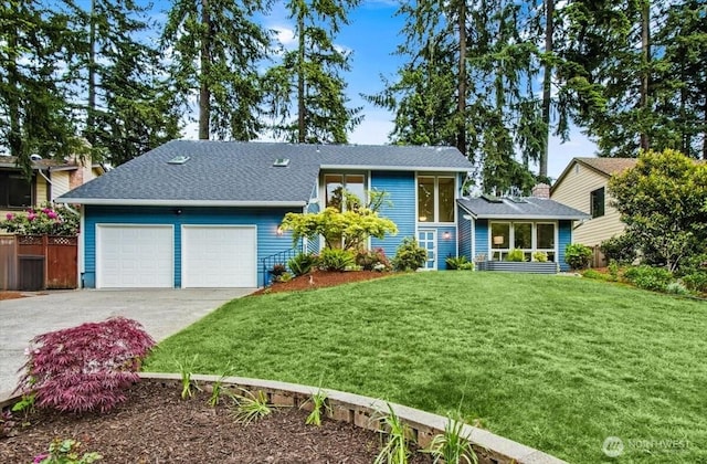 11725 NE 145th St, Kirkland, WA 98034 - split level home with driveway, an attached garage, and roof with shingles