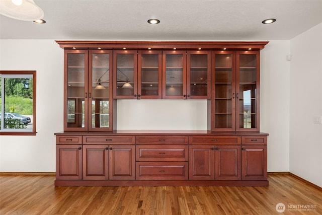 139 Coulson Rd, Chehalis, WA 98532 - bar with light wood-style floors, baseboards, and recessed lighting