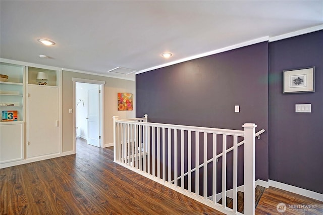 8612 NE 133rd St, Kirkland, WA 98034 - hall with an upstairs landing, wood finished floors, baseboards, and recessed lighting