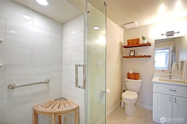 8612 NE 133rd St, Kirkland, WA 98034 - full bathroom featuring a shower stall, toilet, tile patterned flooring, and vanity