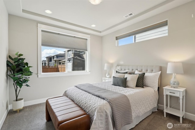 14651 Crestwood Pl E, Bonney Lake, WA 98391 - bedroom with carpet, baseboards, recessed lighting, and a raised ceiling