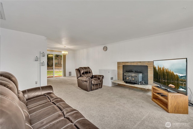 12416 SE 210th St, Kent, WA 98031 - carpeted living room with a chandelier and ornamental molding