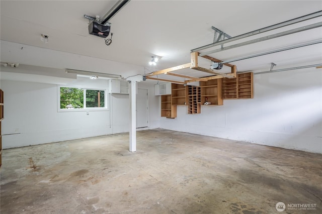 garage with a garage door opener
