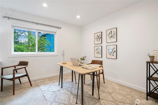 2333 NE 94th St, Seattle, WA 98115 - office area featuring light carpet, baseboards, and recessed lighting