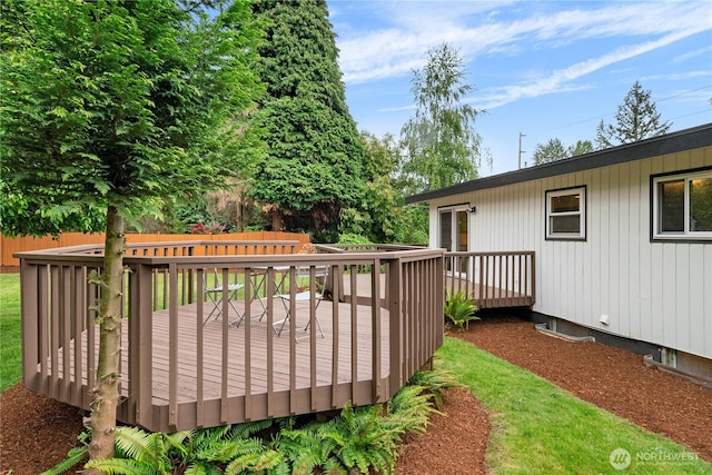 view of yard featuring a deck